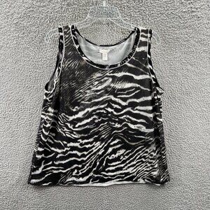 Chicos Womens Top 3 Extra Large Black White Zebra Print Sleeveless‎ Shirt
